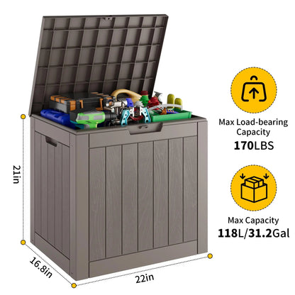 31-Gallon Outdoor Storage Box, Waterproof & UV-Resistant