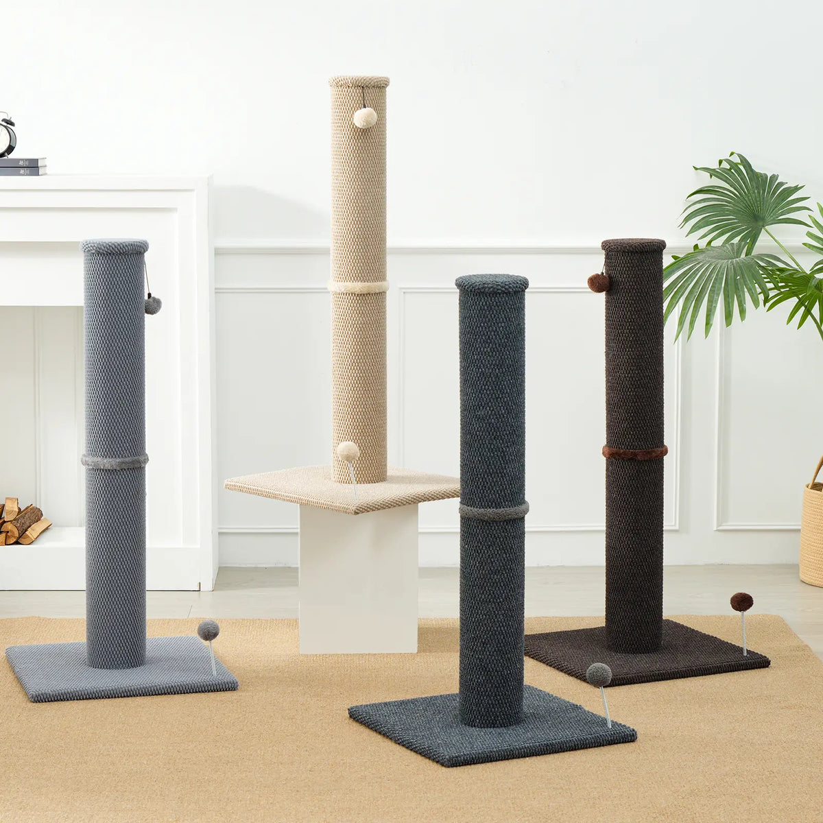 🐈Vertical Sisal Scratcher Sturdy Base with Replaceable Spring Toy