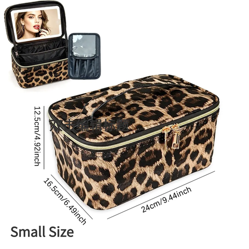Travel Makeup Bag with LED mirror Cosmetic Bag Adjustable Dividers