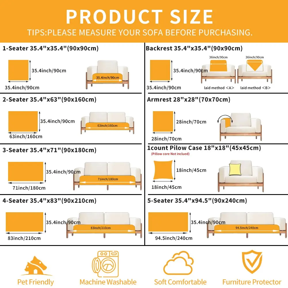 Solid Color Sofa Cover, 1 Count Non-slip Elastic Sofa Slipcover