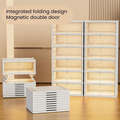Expandable and Portable Plastic Shoe Rack with Clear Doors