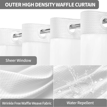 No-Hook Shower Curtains with Snap-in Fabric Detachable Liner Set