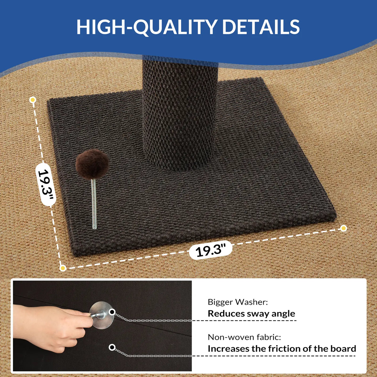 🐈Vertical Sisal Scratcher Sturdy Base with Replaceable Spring Toy