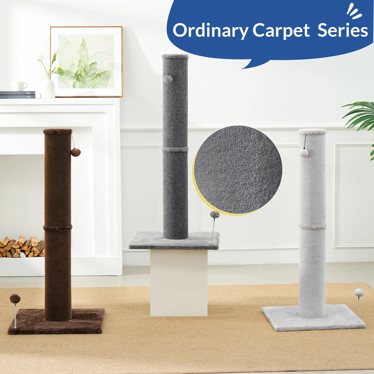 🐈Vertical Sisal Scratcher Sturdy Base with Replaceable Spring Toy