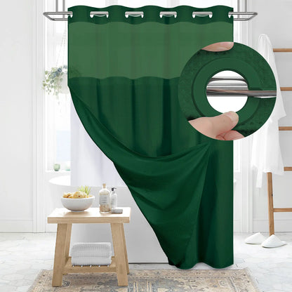 No-Hook Shower Curtains with Snap-in Fabric Detachable Liner Set
