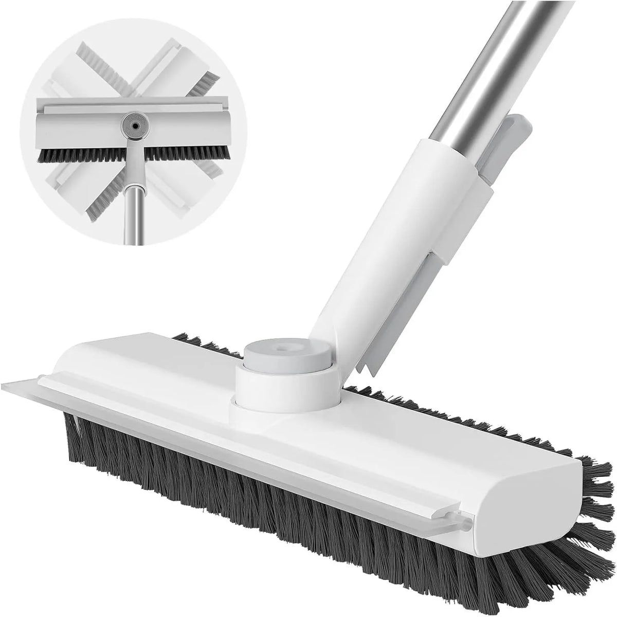 Floor Scrub Brush with Long Handle, cleaning brush,3 in 1 Scrape and Heavy-Duty Stiff Bristle Scrubber Brush