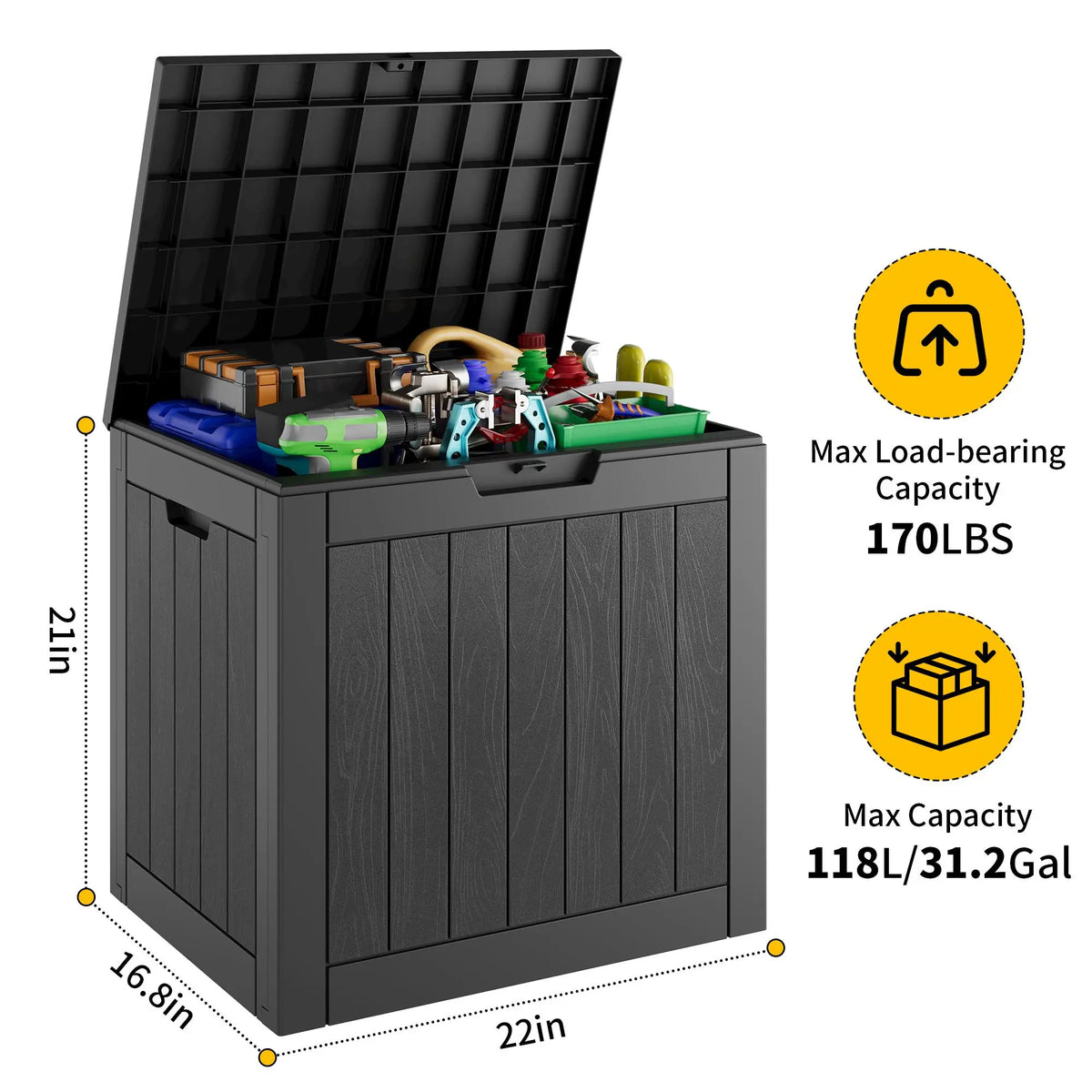 31-Gallon Outdoor Storage Box, Waterproof & UV-Resistant