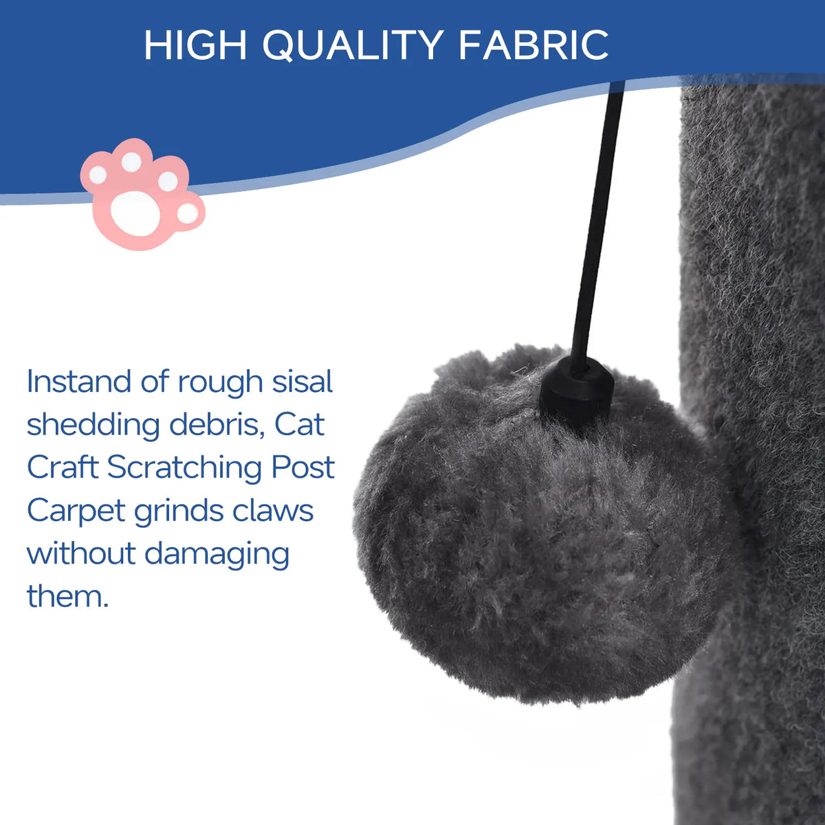 🐈Vertical Sisal Scratcher Sturdy Base with Replaceable Spring Toy