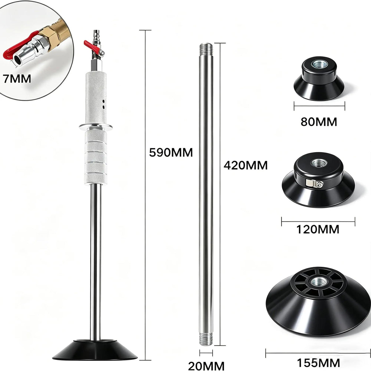 Pneumatic Dent Puller, Pneumatic Suction Cup Dent Puller with 3 Suction Cups