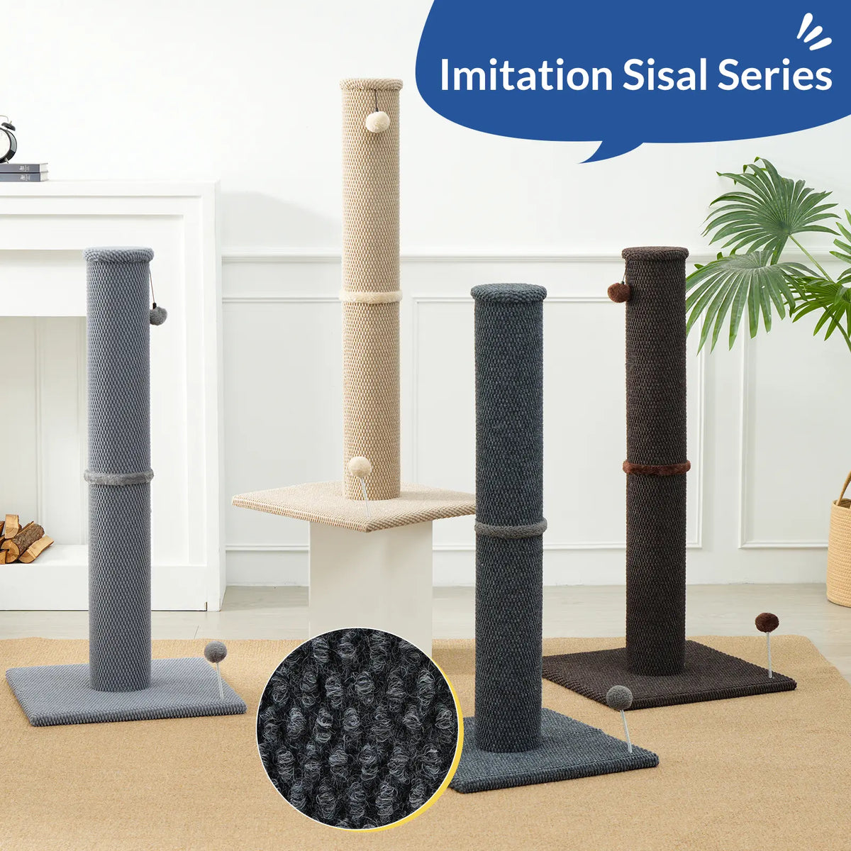🐈Vertical Sisal Scratcher Sturdy Base with Replaceable Spring Toy